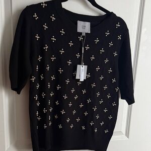 LIV Black Embellished Women's Sweater- WITH RHINESTONE BLING! ❤️